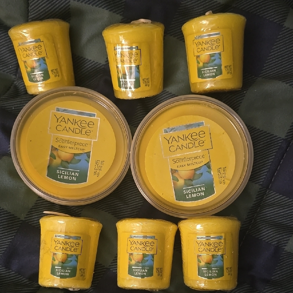 Yankee Candle Sicilian Lemon Scented Candle 8 Piece Set - Yellow And Wax Melt
